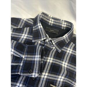 Diesel long Sleeve Button Up Shirt‎ Blue Check Men's Medium Cotton Blend